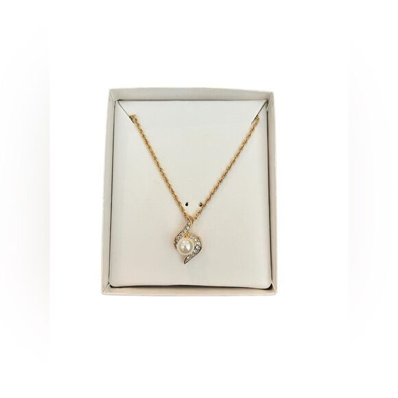 NINA RICCI Pearl & Rhinestone Pendant Necklace - Picture 1 of 9